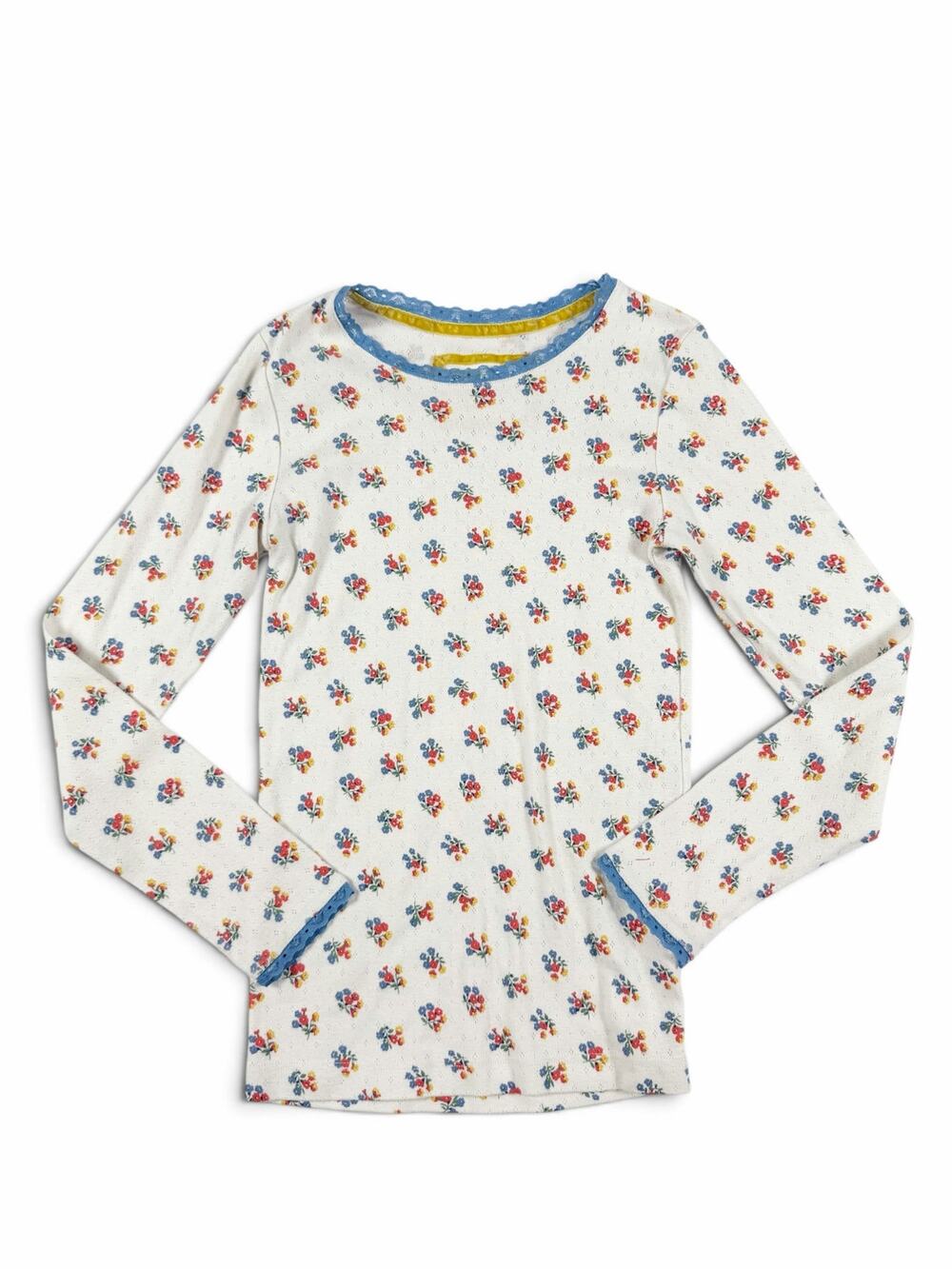 Mini Boden Floral Pointelle Long Sleeve Top 11-12 Years